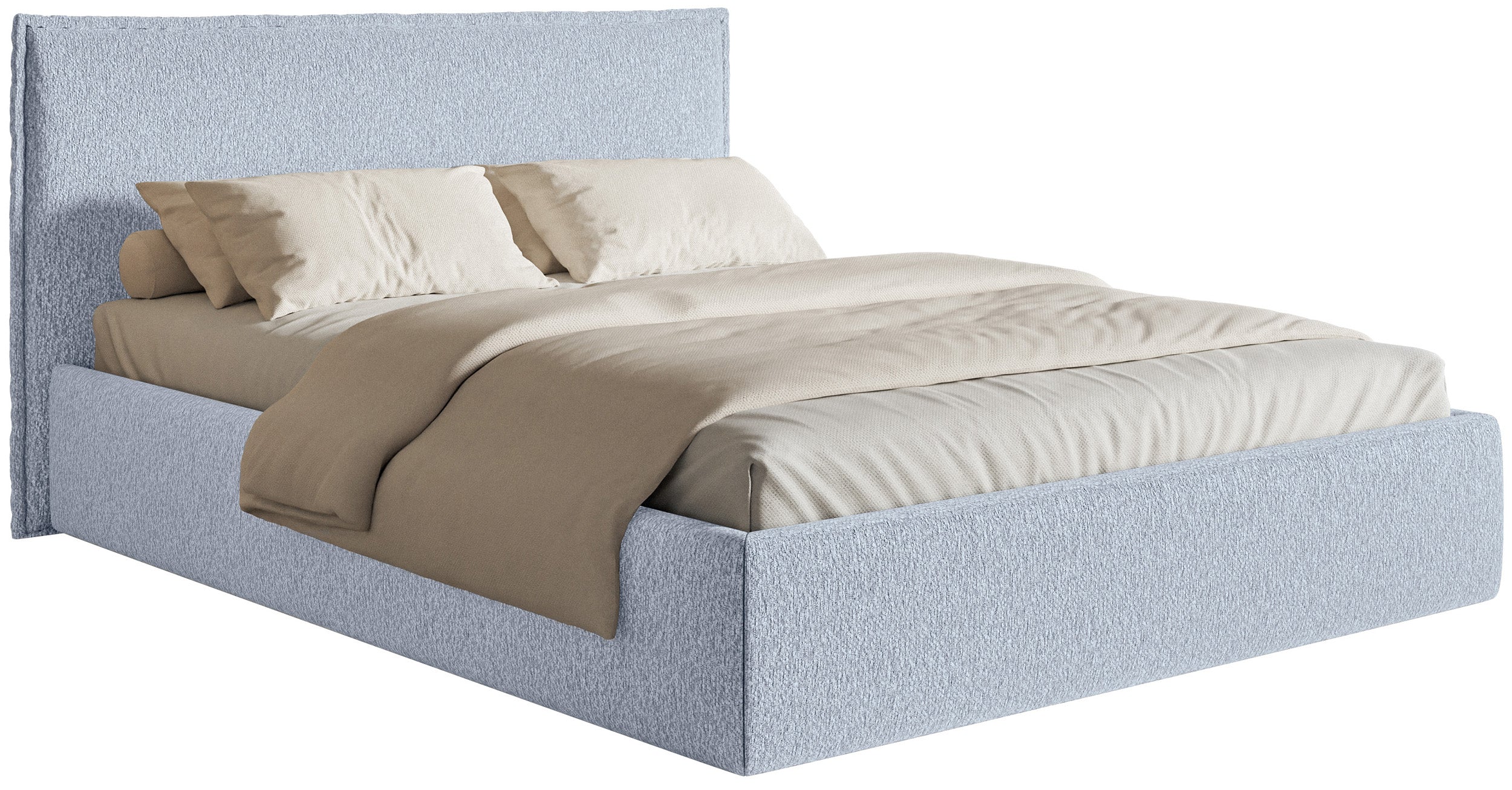 Łóżko tapicerowane 180×200 cm Softie Slim błękitne szenil
