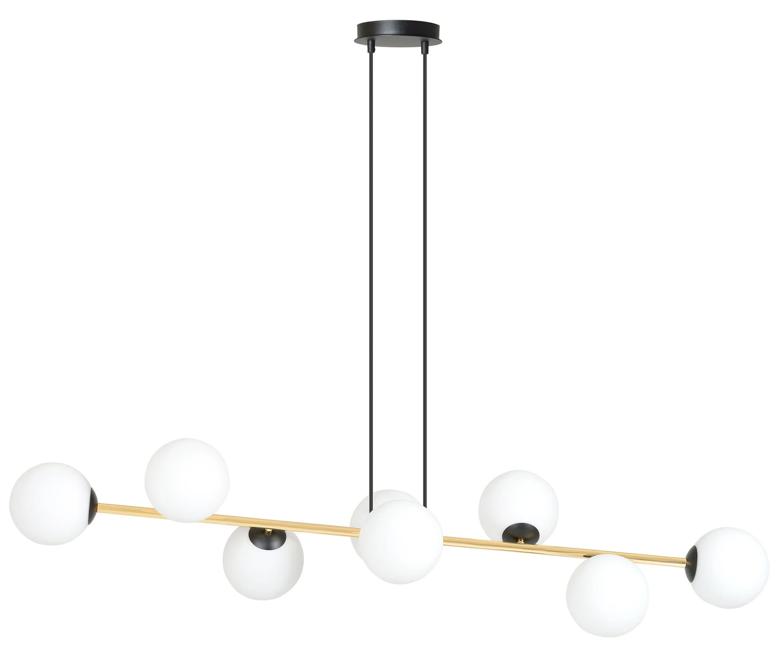 Lampa wisząca Bestalles czarno-złota z białymi kloszami x8