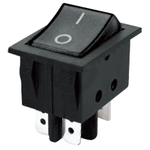 Přepínač kolébkový 2pol./4pin (ON)-OFF 250V/15A