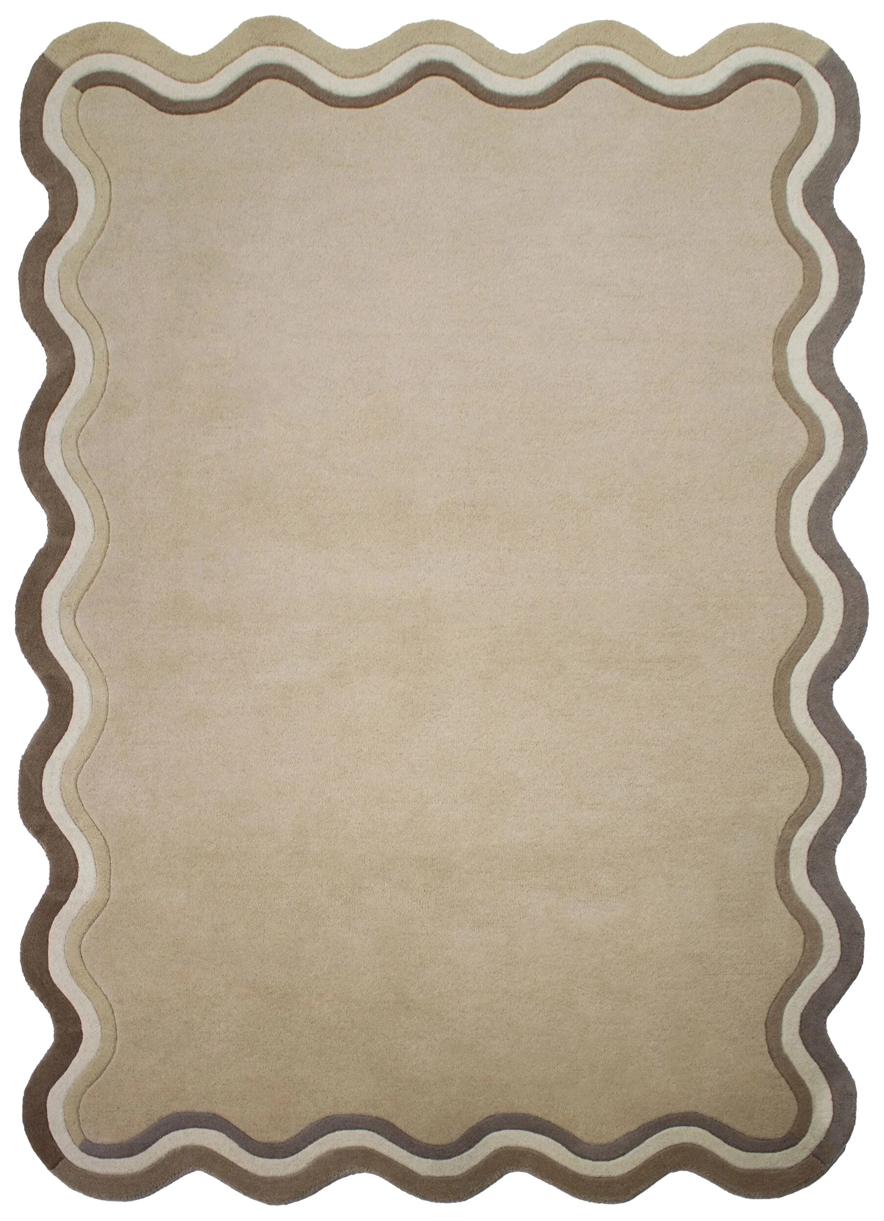 Dywan wełniany ręcznie wykonany Leo Scallop Border 160×230 cm beżowy