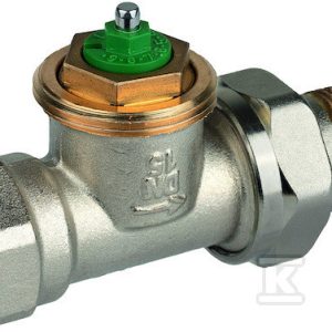 Zawór termostatyczny, prosty, wkładka LX, z nastawą wstępną, 1/2 cala, gwint wewnętrzny, ze złączką do grzejnika z uszczelnieniem metal-metal V2020DLX15