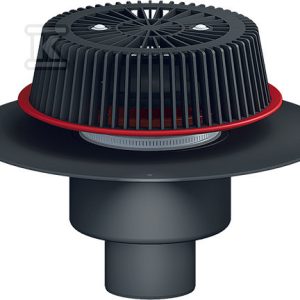 Wpust dachowy awaryjny grawitacyjny DN110 pionowy z przelewem o regulowanej wysokości 28-68mm i kołnierzem PP HL62FSAFE/1