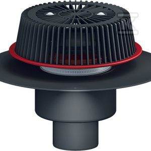 Wpust dachowy awaryjny grawitacyjny DN75 pionowy z przelewem o regulowanej wysokości 28-68mm i kołnierzem PP HL62FSAFE/7