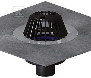 Wpust dachowy grawitacyjny DN75 pionowy z koszem na liście i kołnierzem bitumicznym do zgrzania z papą termozgrzewalną lub klejoną na zimno, korpus wpustu izolowany termicznie HL62H/7