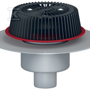 Wpust dachowy awaryjny grawitacyjny DN125 pionowy z przelewem o regulowanej wysokości 28-68mm i kołnierzem PCV HL62PSAFE/2