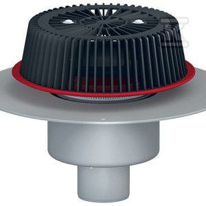 Wpust dachowy awaryjny grawitacyjny DN160 pionowy z przelewem o regulowanej wysokości 28-68mm i kołnierzem PCV HL62PSAFE/5