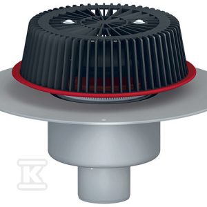 Wpust dachowy awaryjny grawitacyjny DN75 pionowy z przelewem o regulowanej wysokości 28-68mm i kołnierzem PCV HL62PSAFE/7