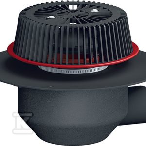 Wpust dachowy awaryjny grawitacyjny DN110 poziomy, podgrzewany na 230V z przelewem o regulowanej wysokości 28-68mm i kołnierzem PP HL64.1FSAFE/1
