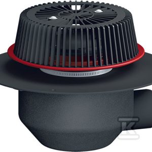 Wpust dachowy awaryjny grawitacyjny DN75 poziomy, podgrzewany na 230V z przelewem o regulowanej wysokości 28-68mm i kołnierzem PP HL64.1FSAFE/7