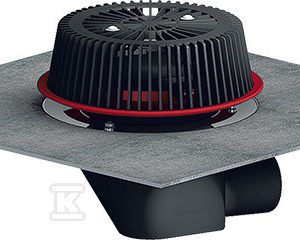 Wpust dachowy awaryjny grawitacyjny DN75/110 poziomy, podgrzewany na 230V z przelewem o regulowanej wysokości 28-68mm i kołnierzem bitumicznym HL64.1HSAFE