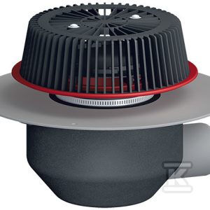 Wpust dachowy awaryjny grawitacyjny DN110 poziomy, podgrzewany na 230V z przelewem o regulowanej wysokości 28-68mm i kołnierzem PCV HL64.1PSAFE/1