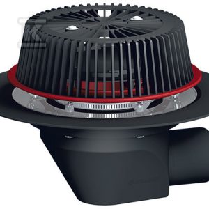 Wpust dachowy awaryjny grawitacyjny DN75/110 poziomy, podgrzewany na 230V z przelewem o regulowanej wysokości 28-68mm i pierścieniem skręcanym HL64.1SAFE