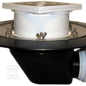 Wpust dachowy/tarasowy grawitacyjny DN75/110 poziomy, z pierścieniem, z izolowanym korpusem, z nadstawką 12-65mm/148x148mm i kratką ściekową ze stali szlachetnej 137x137mm HL64B