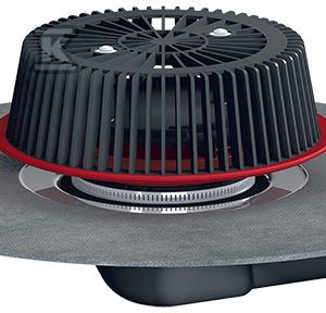 Wpust dachowy awaryjny grawitacyjny DN75 poziomy w wersji PowerSafe z przelewem o regulowanej wysokości 28-58mm i kołnierzem bitumicznym HL64HPOWERSAFE