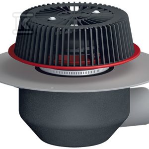 Wpust dachowy awaryjny grawitacyjny DN110 poziomy z przelewem o regulowanej wysokości 28-68mm i kołnierzem PCV HL64PSAFE/1