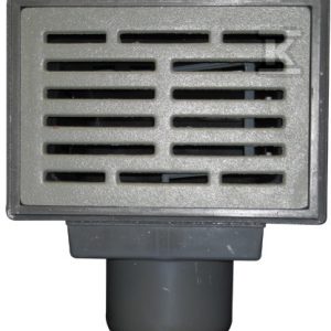 Wpust piwniczny DN110 z odejściem poziomymz kratką ściekową z żeliwa 155x225mm i koszem na liście HL71G