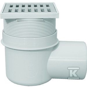Wpust piwniczny DN110 z odejściem poziomym, z zasyfonowaniem i kratką ściekową z tworzywa sztucznego 138x138mm HL72