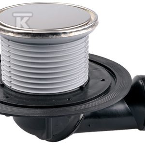Wpust stropowy DN50/75 nastawny mimośrodowo z kołnierzem uszczelniającym, zasyfonowaniem, z okrągłą ramą d 133mm i płytką ściekową ze stali szlachetnej d 112mm HL80.1R