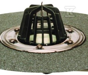 Wpust dachowy DN50/75 nastawny mimośrodowo z kołnierzem bitumicznym d 420mm i koszem na liście HL80.3H