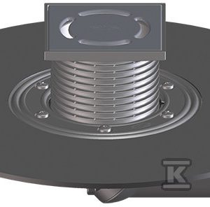 Wpust balkonowo-tarasowy DN50/75 z przegubowym odpływem i kołnierzem bitumicznym fi420mm, suchą klapką antyzapachową, nasadą z tworzywa i rusztem nierdzewnym HL80H