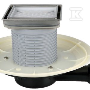 Wpust balkonowo-tarasowy DN40/50 poziomy niski z nasadą i ramką do wypłytkowania 132x132mm/ 112x112x12mm HL90-3020