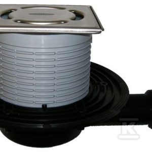 Wpust stropowy DN40/50 poziomy niski z syfonem antyzapachowym i przeciwcofkowym PrimusBlue oraz ramką i rusztem ze stali szlachetnej 121×121/115x115mm HL90PRBLUE-3000