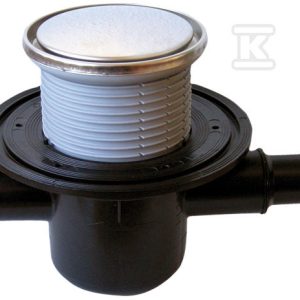 Wpust stropowy poziomy DN50 z dopływem bocznym DN40/50, syfonem z zaworem stopowym, nasadą okrągłą kl.K3 (300kg) i kołnierzem przyłączeniowym HL300R