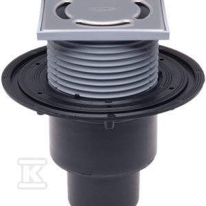 Wpust balkonowo-tarasowy DN50/75/110 pionowy z kołnierzem przyłączeniowym, klapką zapachową, ramą nasadową 123x123mm i rusztem ze stali szlachetnej K3-300kg HL310N.2