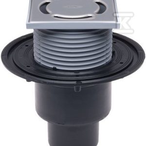 Wpust stropowy DN50/75/110 pionowy z kołnierzem przyłączeniowym, syfonem, ramą z tworzywa 123x123mm i rusztem nierdzewnym K3-300 kg HL310N
