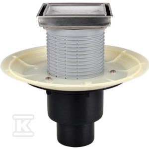 Wpust podłogowy DN50/75/110 pionowy z syfonem i nasadą z ramką do wypłytkowania 132x132mm/ 112x112mm HL310N-3020