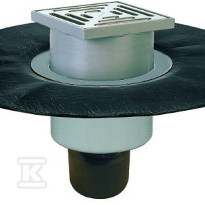 Wpust stropowy DN50/75/110/160 pionowy z kołnierzem bitumicznym, syfonem, koszem osadczym i rusztem nierdzewnym kl.K 3 (300 kg) HL317H