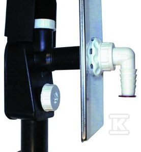 Syfon podtynkowy do pralki lub zmywarki DN40 / 50 z podłączeniem do napowietrzacza z kolankiem przyłaczeniowym do węża 3/4″ HL19, i płytką ze stali szlachetnej 110x225mm HL404