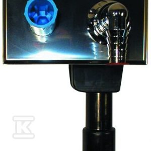 Syfon podtynkowy do AGD DN40 / 50 z kolankiem chrom do węża 3 / 4”, korkiem montażowym, bez zaworu, listwą montażową, płytką dekoracyjną ze stali szlachetnej HL405