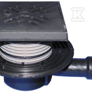 Wpust stropowy DN40/50z odejściem poziomym, zasyfonowaniem PRIMUS, nasadą z tworzywa sztucznego 34 -78mm, ramą 150x150mm i kratką sciekową z żeliwa 137x137mm HL510PRBLUEG