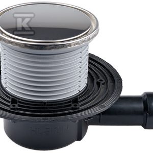 Wpust stropowy DN40/50 poziomy z kołnierzem przyłączeniowym, syfonem, okrągłą ramą nasadową i deklem ze stali szlachetnej K3-300 kg HL510NR