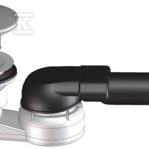 Syfon brodzikowy DN40 / 50×80 mm z odejściem poziomym, do otworów brodzikowych O 60 mm, z przegubem kulowym i deklem ze stali szlachetnej O 86mm HL514/SN-80
