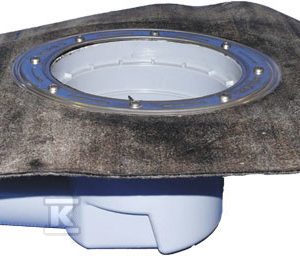 Korpus wpustu podwórzowego DN110 z odejściem poziomym z przyspawanym kołnierzem bitumicznym d500mm HL615KH