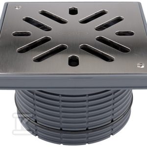 Nasada do wpustów podwórzowych Perfekt (HL615-616) z ramą tworzywo sztuczne 240x240mm i przykręcaną kratką ściekową ze stali szlachetnej V4A 226x226mm HL622/S