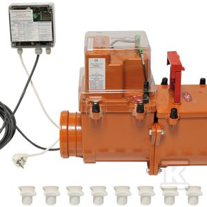 Zasuwa burzowa DN125, z elektronicznie sterowaną klapą, dodatkową klapą ze stali szlachetnej dodatkowym ręcznym ryglowaniem i rewizją, z możliwością podłączenia HL712.2EPC