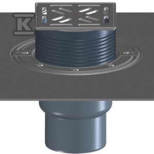 Wpust balkonowo-tarasowy pionowy DN75/110 kompletny z kołnierzem bitumicznym, rama i ruszt z żeliwa wymiarze 190x190mm, klapa zapachowa, ochrona montażowa i uchwyty mocujące HL3100THG