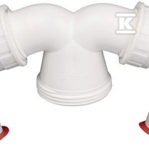 Przyłącze podwójne do pralki lub zmywarki na GW 6/4″ z 2 kolankami 3/4″ (17-23mm) HL6