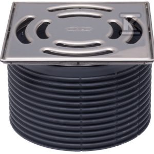 Nadstawka fi146mm, rama ze stali szlachetnej 145x145mm, kratka ściekowa ze stali szlachetnej 138x138mm, z zasyfonowaniem, do wpustów stropowych HL3910.1