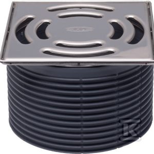 Nadstawka fi146mm, rama ze stali szlachetnej 145x145mm, kratka ściekowa ze stali szlachetnej 138x138mm, zasyfonowanie PRIMUS, do wpustów stropowych HL3910PR