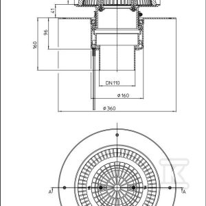 Wpust dachowy awaryjny grawitacyjny DN110 pionowy, podgrzewany na 230V z przelewem o regulowanej wysokości 28-68mm i kołnierzem PP HL62.1FSAFE/1
