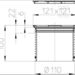 Nasada wpustu stropowego pasująca do wpustów serii HL80-510 z ramą ze stali szlachetnej 121x121mm i kratką ściekową ze stali szlachetnej 115x115mm HL3000