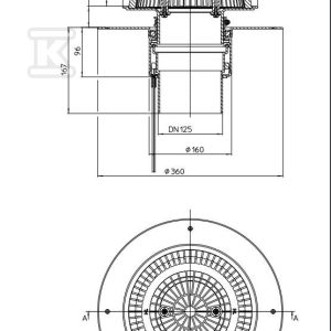 Wpust dachowy awaryjny grawitacyjny DN125 pionowy, podgrzewany na 230V z przelewem o regulowanej wysokości 28-68mm i kołnierzem PP HL62.1FSAFE/2