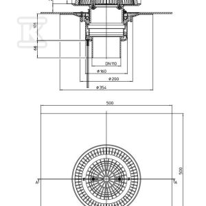Wpust dachowy awaryjny grawitacyjny DN110 pionowy, podgrzewany na 230V z przelewem o regulowanej wysokości 28-68mm i kołnierzem bitumicznym HL62.1HSAFE/1