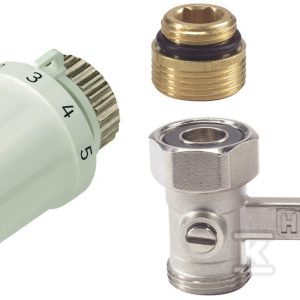 Zestaw do grzejników dolnozasilanych: głowica Thera-6 T3019 + zawór Verafix VK V2496, prosty, 1/2 cala V2496DY015 TL3096DY15