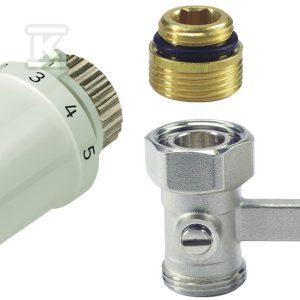 Zestaw do grzejników dolnozasilanych: głowica Thera-6 T3019, zawór podwójny, prosty, podwójny, z odcięciem, 1/2 cala V2495DY015 TL3095DY15A