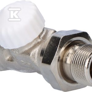 Zawór termostatyczny V-exakt II DN20 niklowany, kapa biała, prosty, z nastawą wstępną 3712-03.000